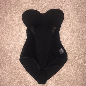 Black strapless body suit